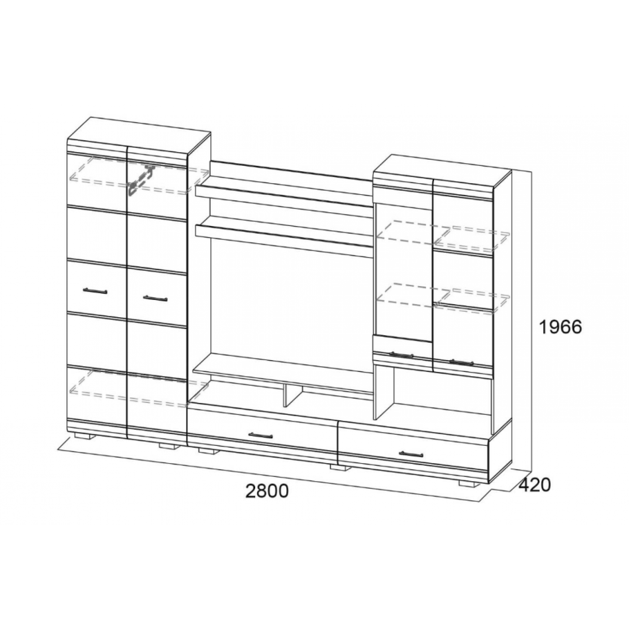 Стенка гамма-15 ясень шимо темный-ясень шимо светлый