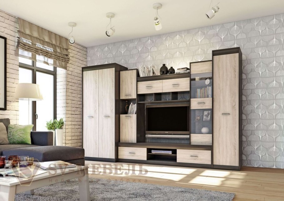 Гостиная Мидори Центральная секция венге/дуб молочный