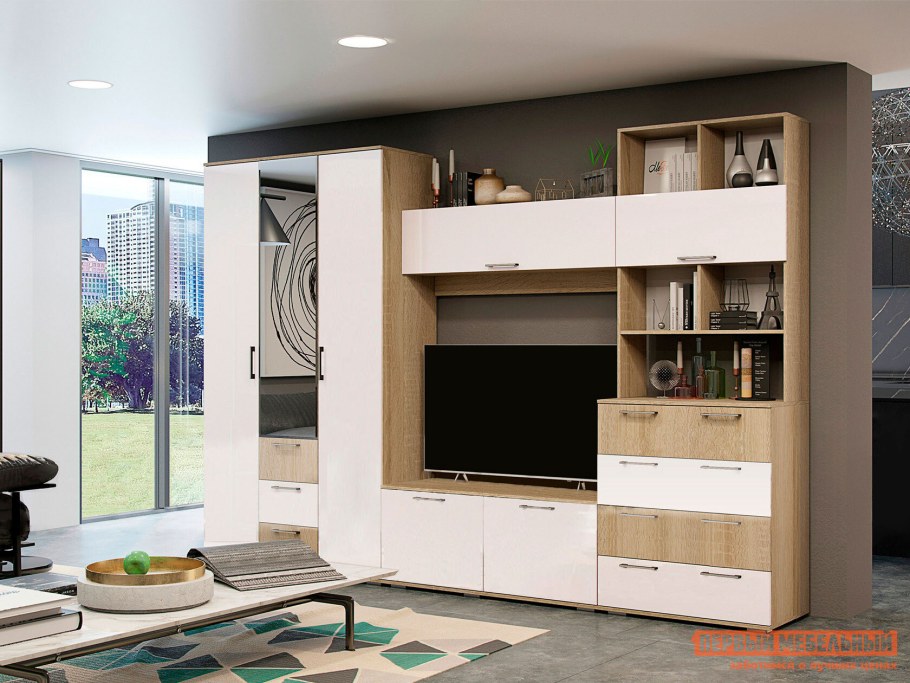 Стенка Bello глянец White 1.10