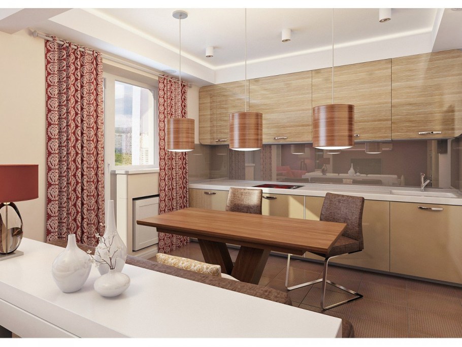 Интерьер кухни в теплых тонах