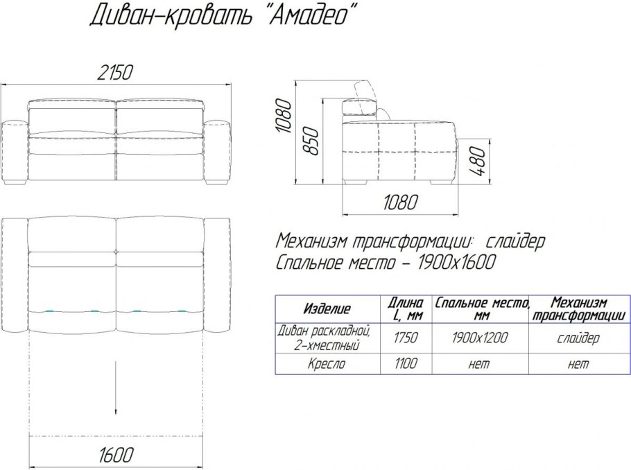 Высота дивана 1600 800