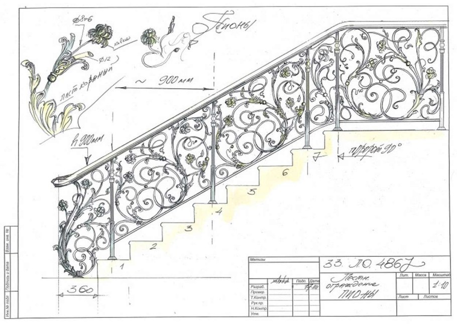 Ограждение стремянки ОСГ-24 чертеж