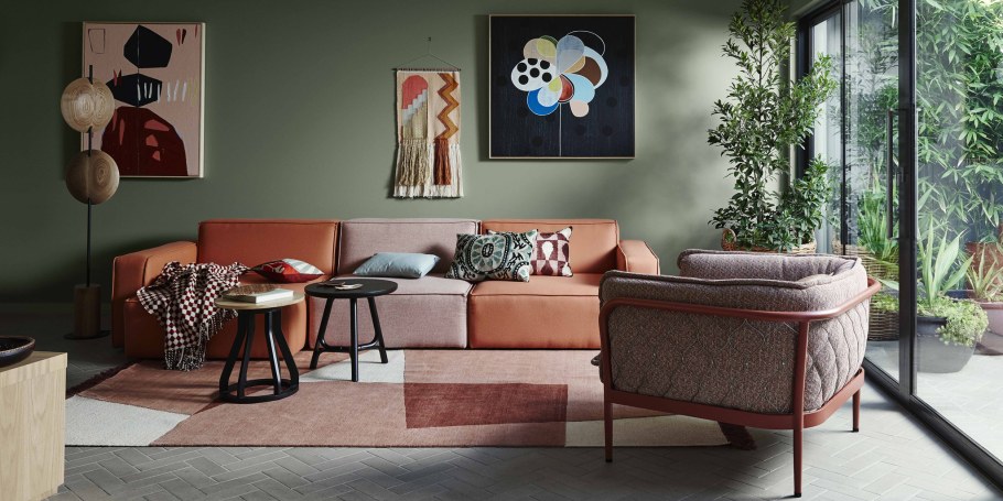 Крашенные стены в гостиной