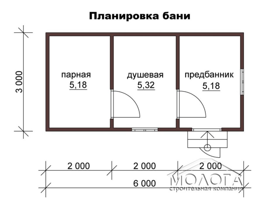 Баня 3х8 планировка
