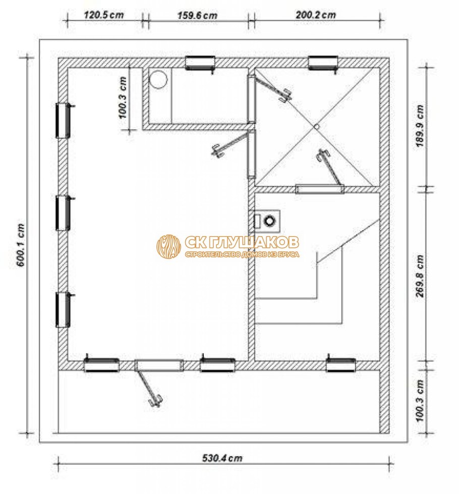 Планировка бани 8х4