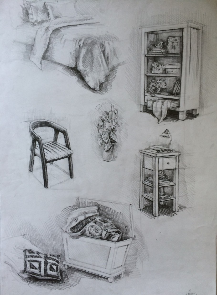 Рисование интерьера комнаты с окном