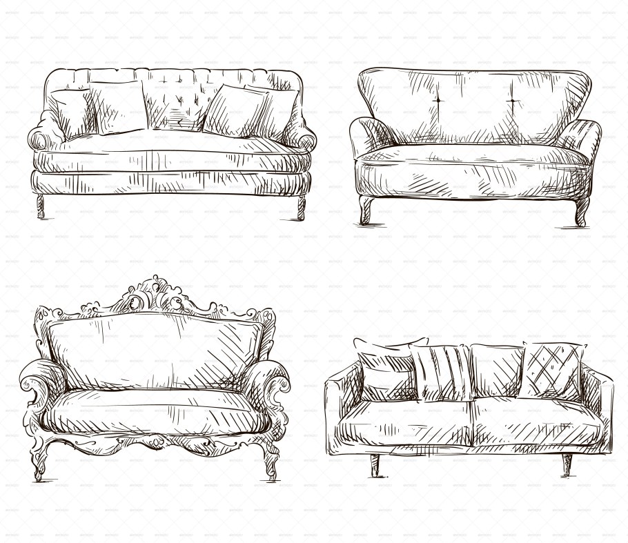 Диван в стиле рисованная