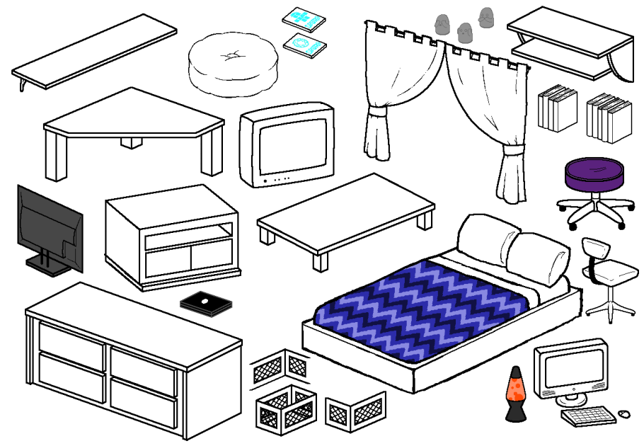 Раскраска мебель для малышей