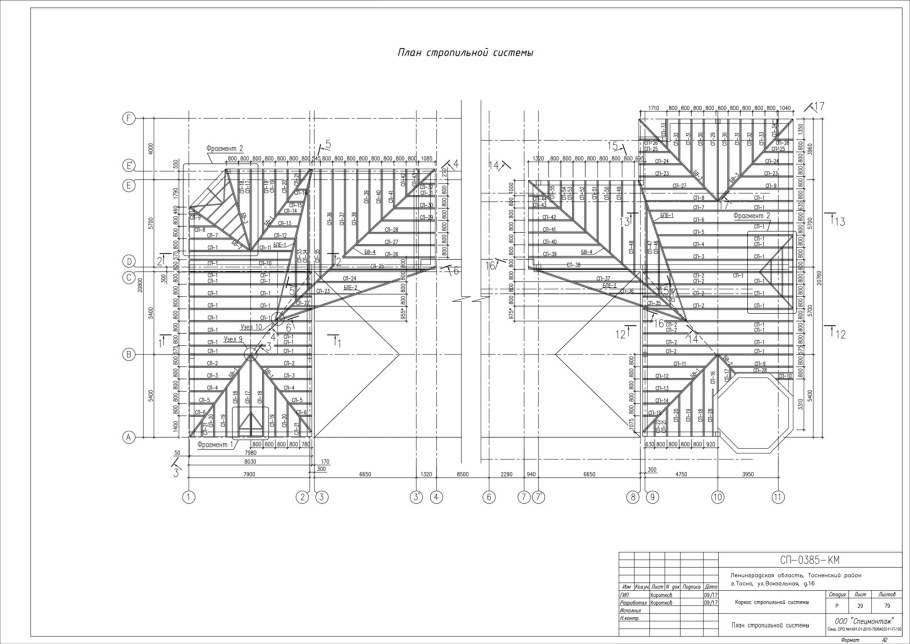 Раскладка стропил чертеж