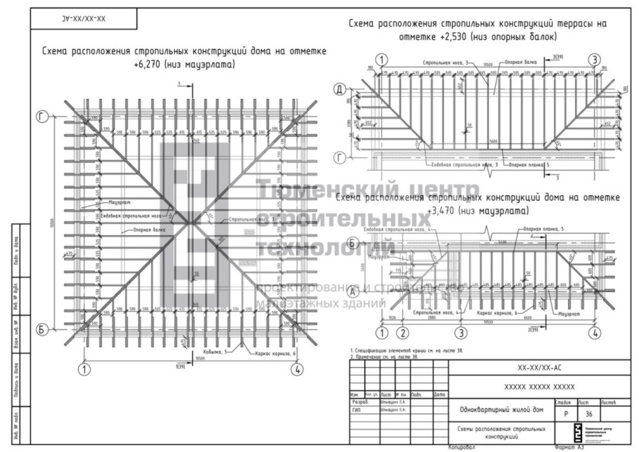 План раскладки стропил