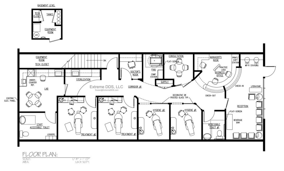 Планировка стоматологии на 4 кресла