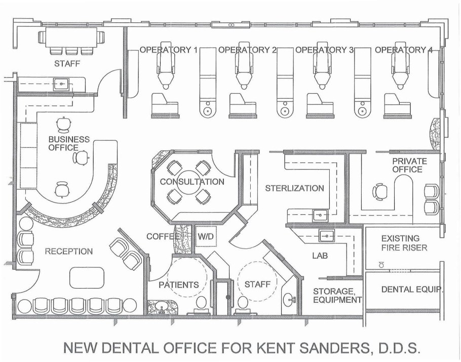 Чертеж схемы стоматологической поликлиники