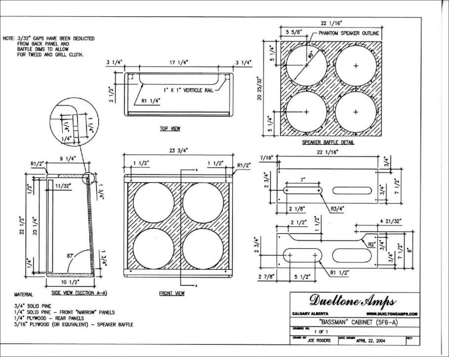 Гитарный кабинет 4х12 чертеж