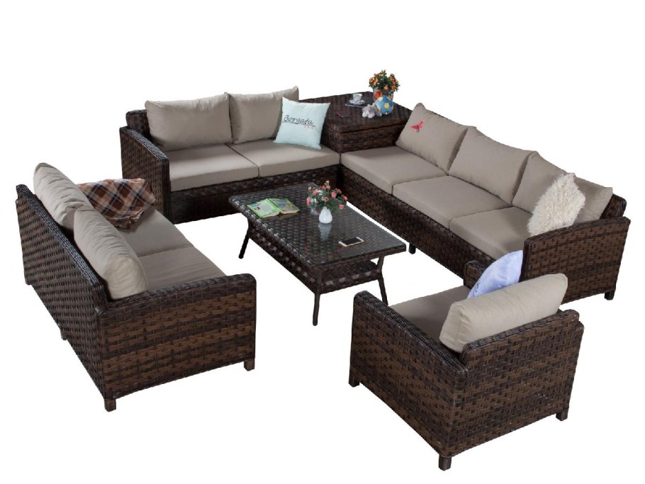 Модуль угловой Aria Brown из искусственного ротанга_880х880