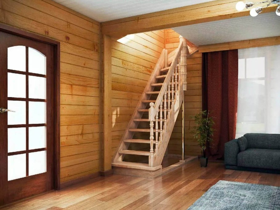 Винтовая лестница на монокосоуре на второй этаж