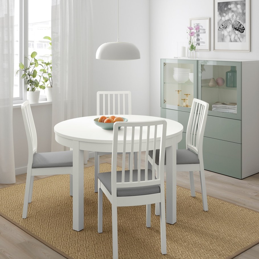 БЬЮРСТА раздвижной стол, белый, 115/166 см