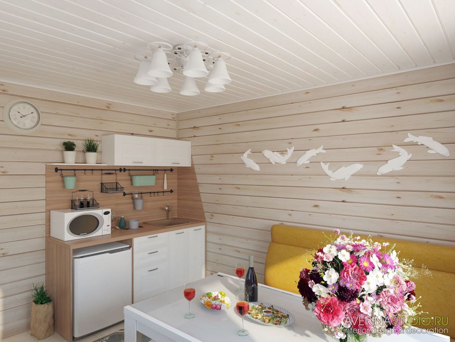 Имитация бруса в интерьере мансарды