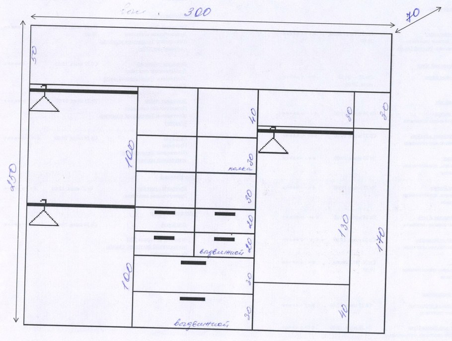 Встроенные шкафы купе 3м чертеж