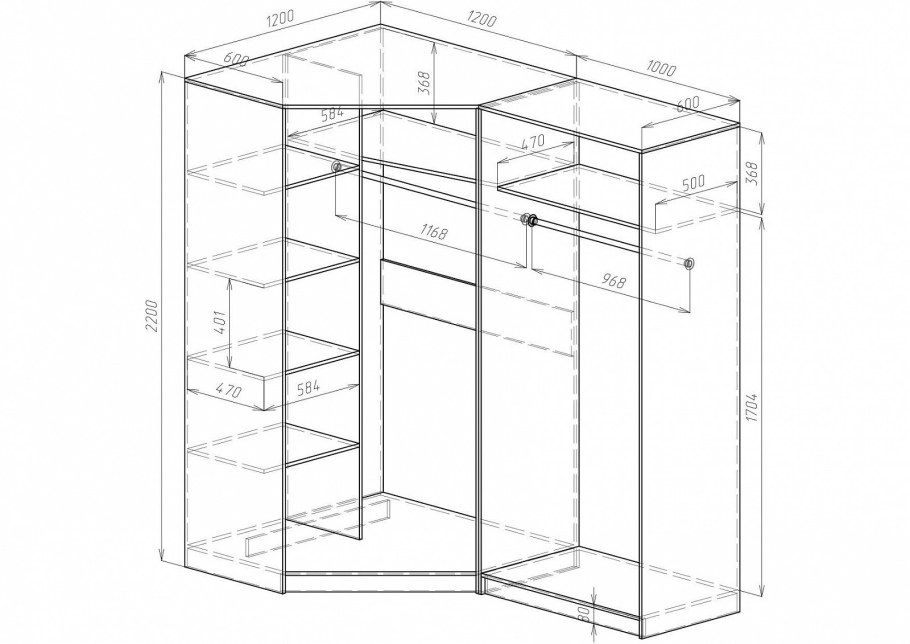 Шкаф в прихожую чертеж