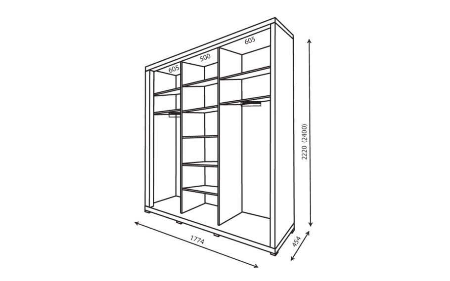 Шкаф купе ширина 1800 высота 2400