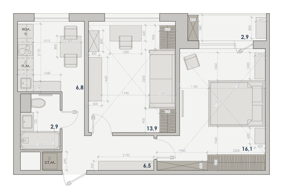 Квартира 53 кв м планировка 2 комнатная