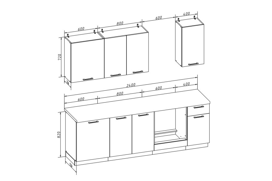 Габариты кухни мебели глубина высота стандарт