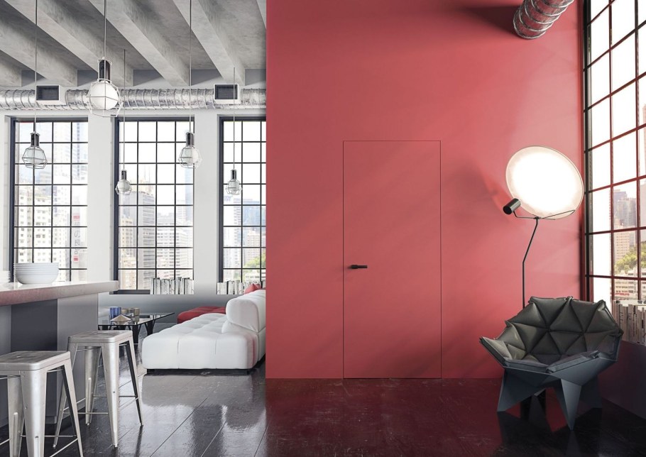 Цветные двери в интерьере лофт