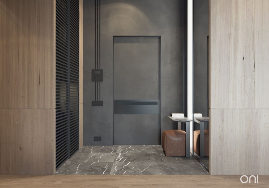 Двери под бетон в интерьере