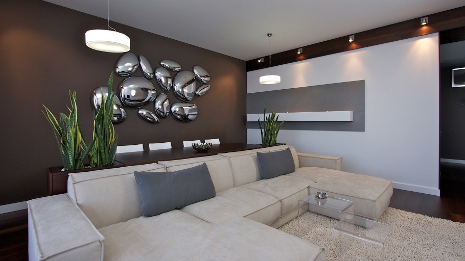 Декор стен в гостиной в современном стиле