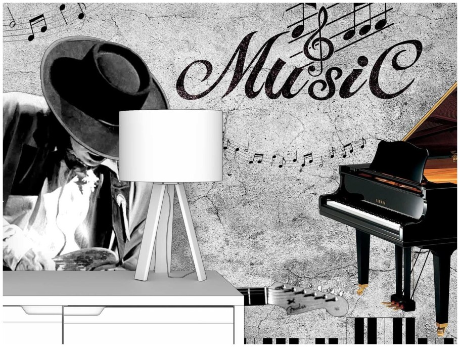 Обои с ретро машинами в интерьере