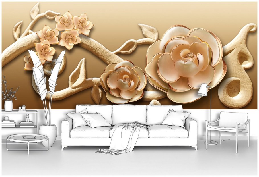 Ретро автомобиль врезается в бетонную руку времени фотообои