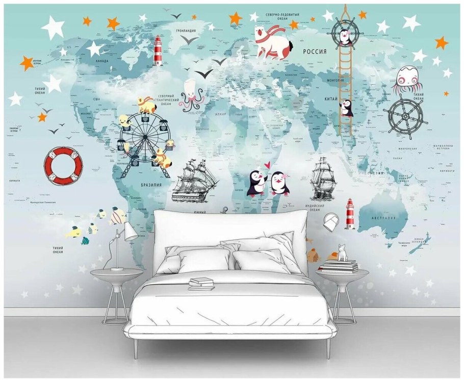 Детские обои карта путешественника 4к