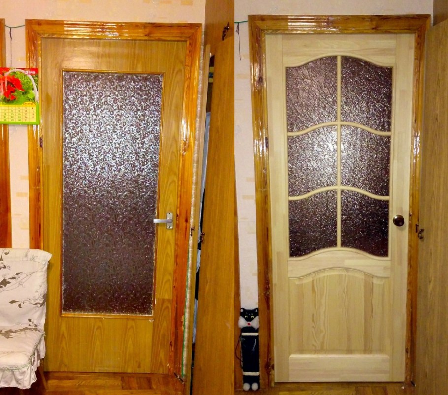 Обшивка старых межкомнатных дверей