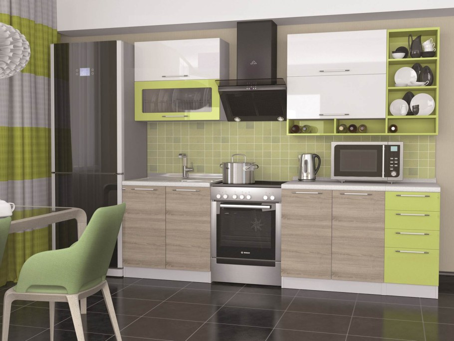 София микс кухня 2.0м белый/дуб сонома/лайм