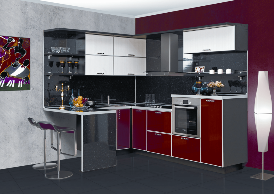 Красная классическая кухня