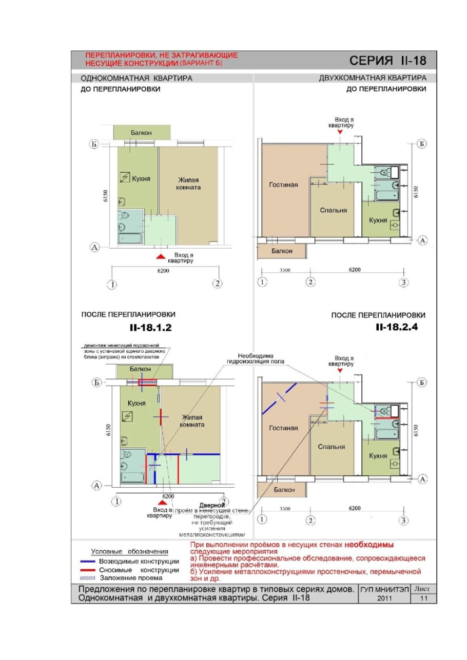 Дом II-18 перепланировка однушки
