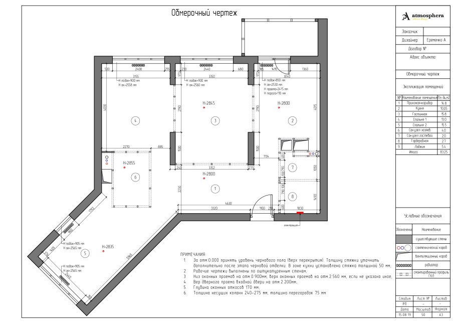 Обмерный план чертеж