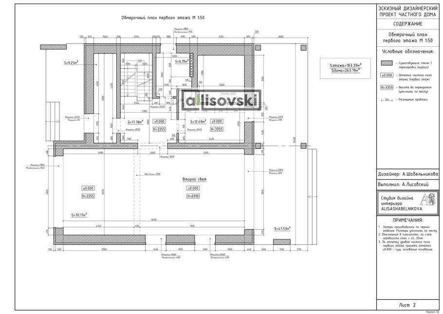 Обмерный план помещения в автокаде