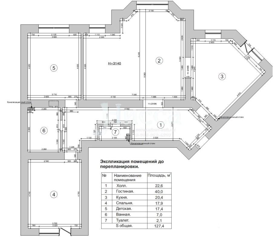 Обмерный план помещения