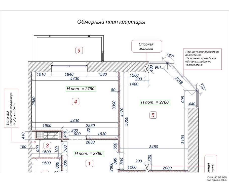 Обмерочный чертеж архитектурный
