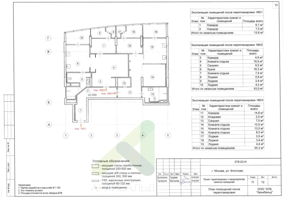 План помещения после переустройства