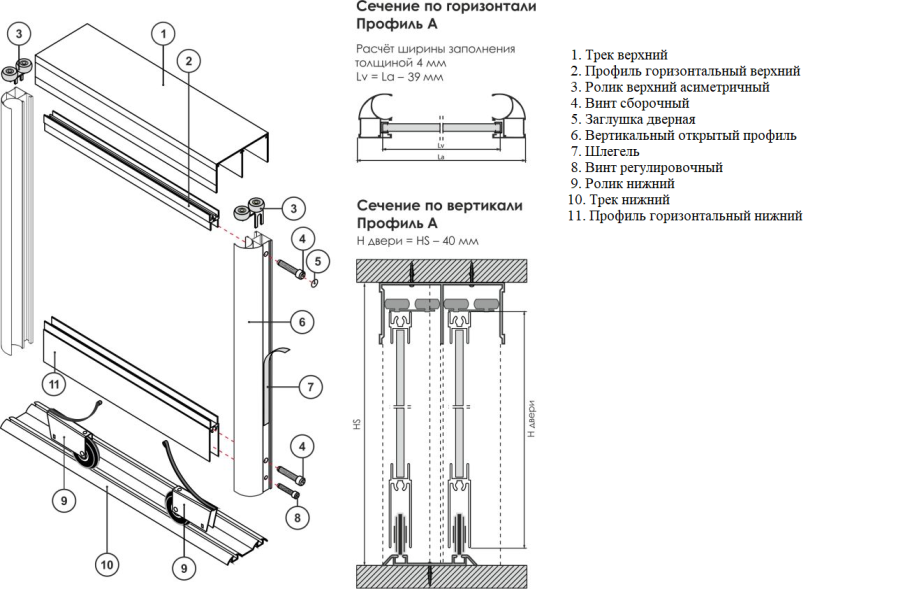 Система Версаль для шкафа купе схема сборки