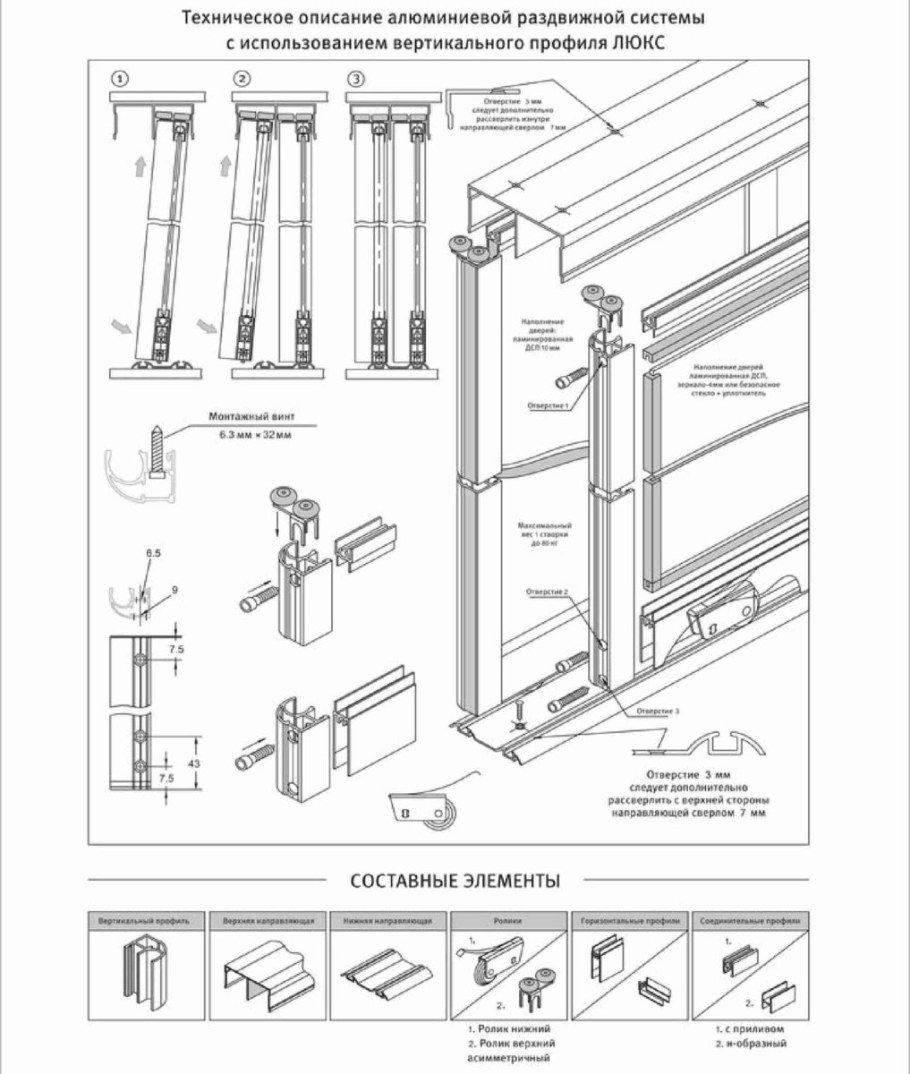Схема сборки алюминиевых раздвижных окон