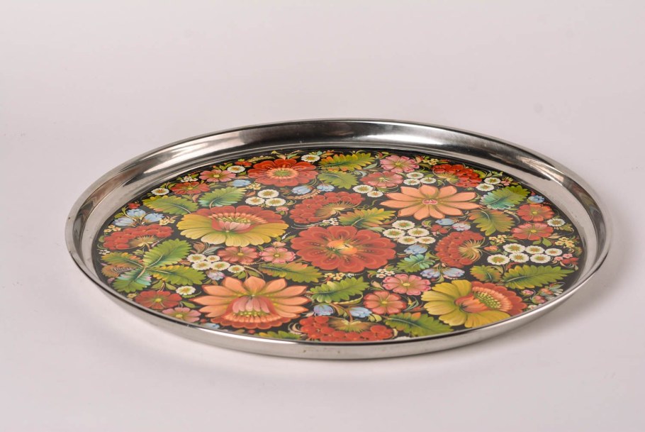 Поднос овальный хромированная сталь