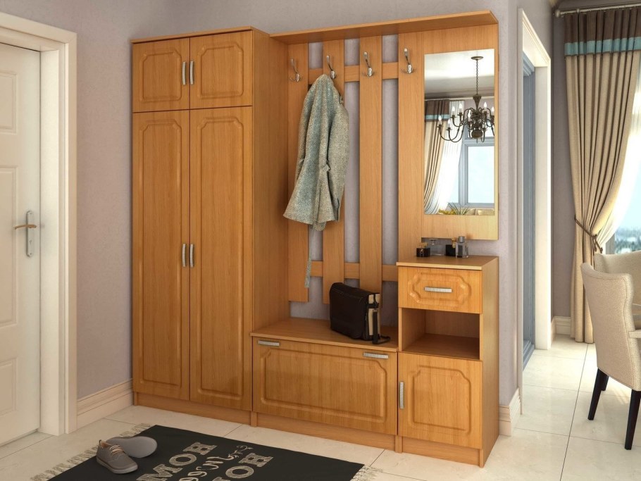 Угловой шкаф с антресолью в прихожую
