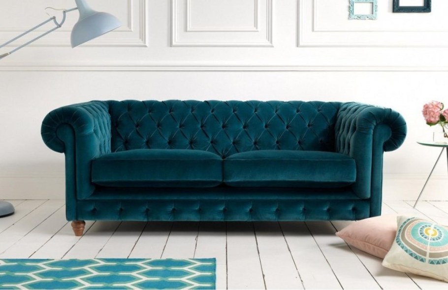 Диван Честер вельвет зеленый
