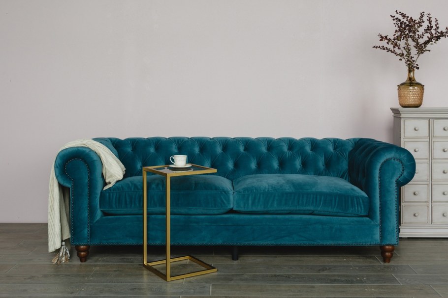 Диван Честер бирюзовый микровелюр