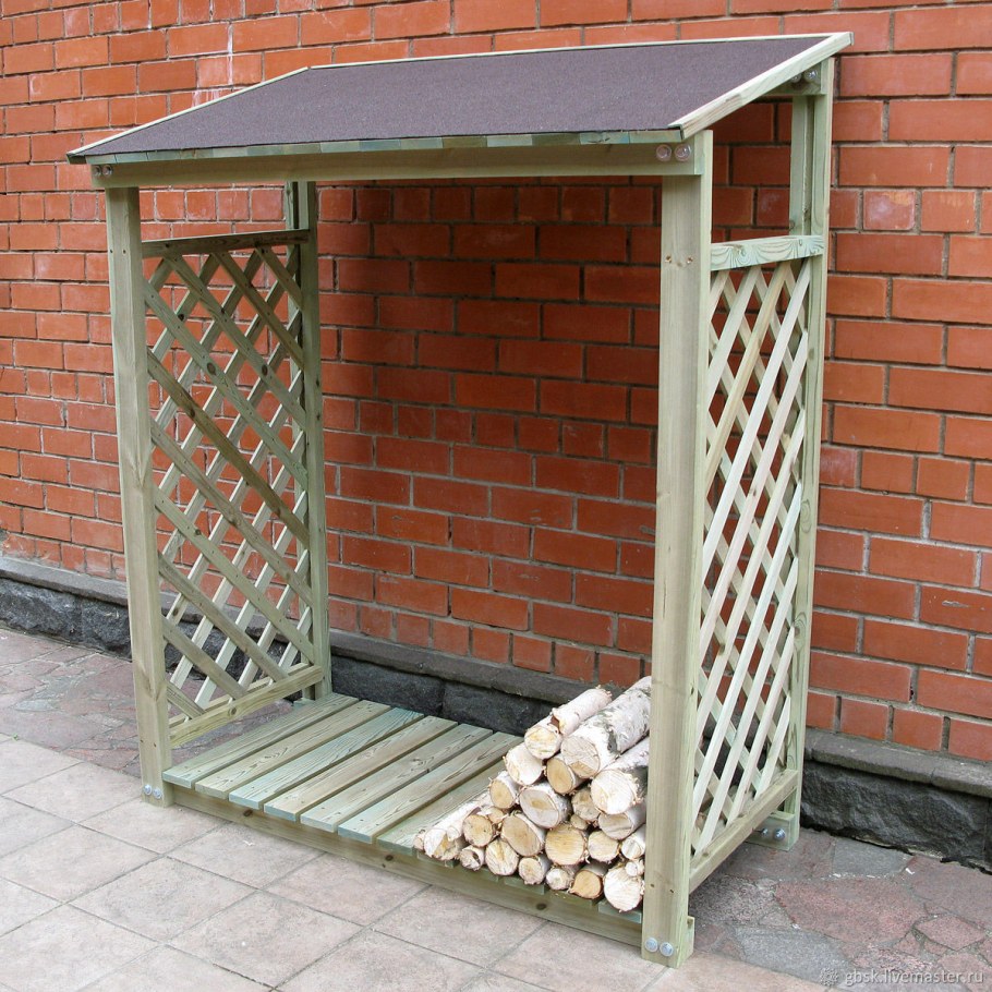 Дровник для дачи из бревна