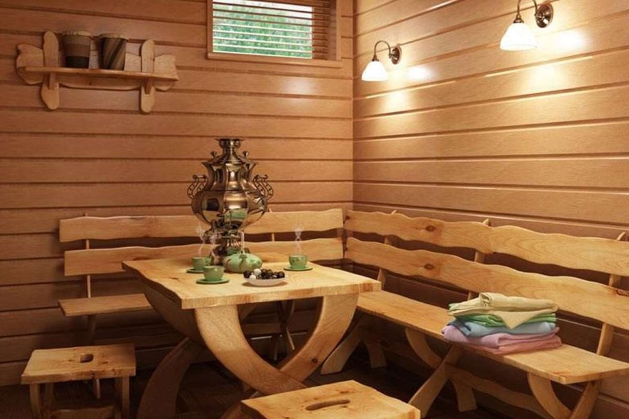 Отделка комнаты отдыха в бане