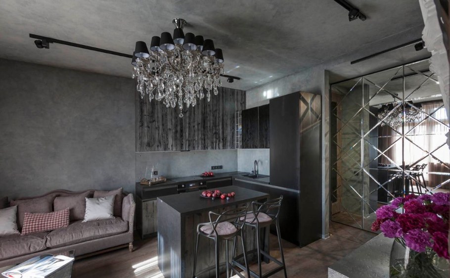 Кухня-гостиная 20 кв.м арт деко